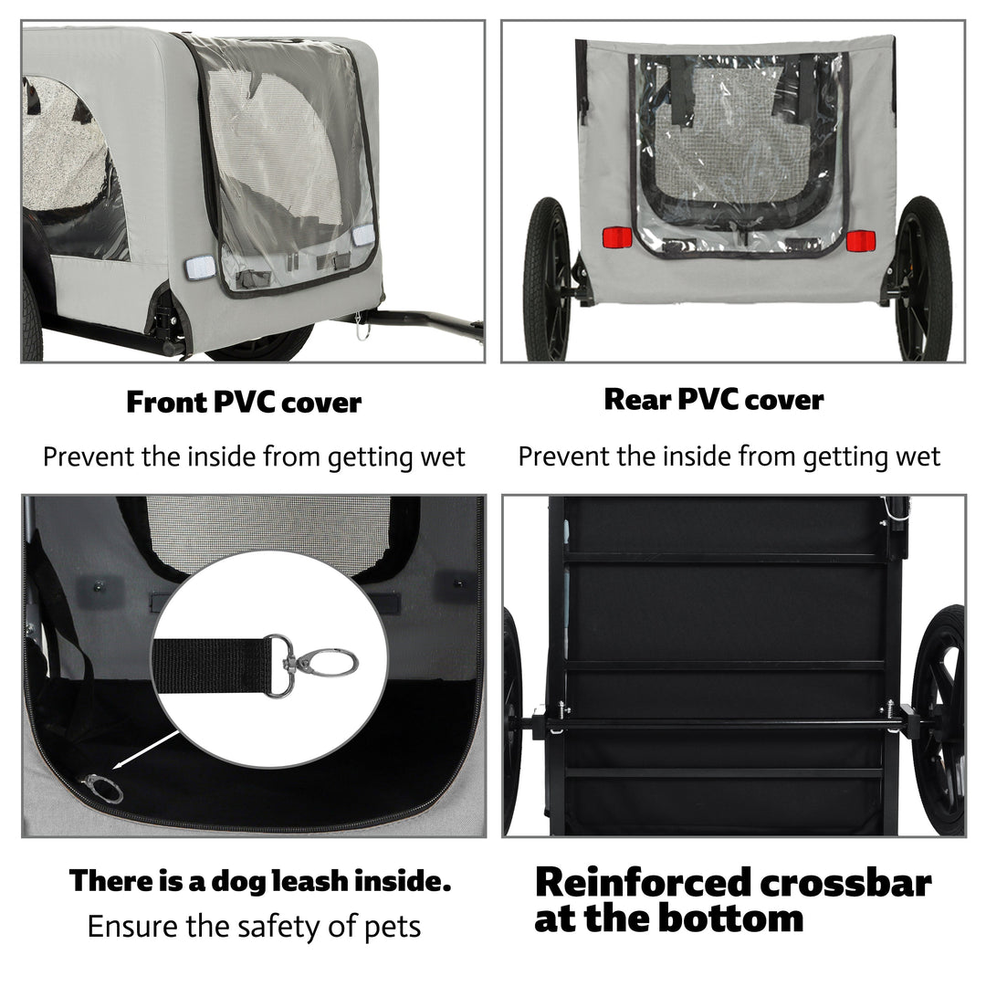 Outdoor Heavy Duty Collapsible Pet Bike Trailer with 16-Inch All-Terrain Wheels