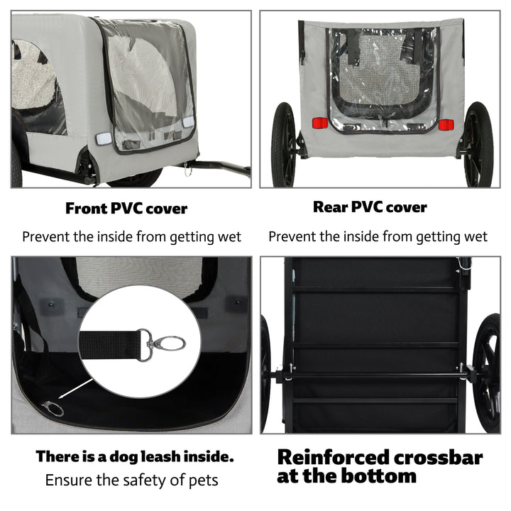 Outdoor Heavy Duty Collapsible Pet Bike Trailer with 16-Inch All-Terrain Wheels