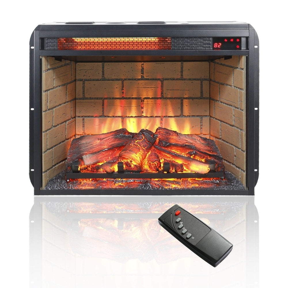 Infrared Quartz Heater Insert - Woodlog Version with Brick