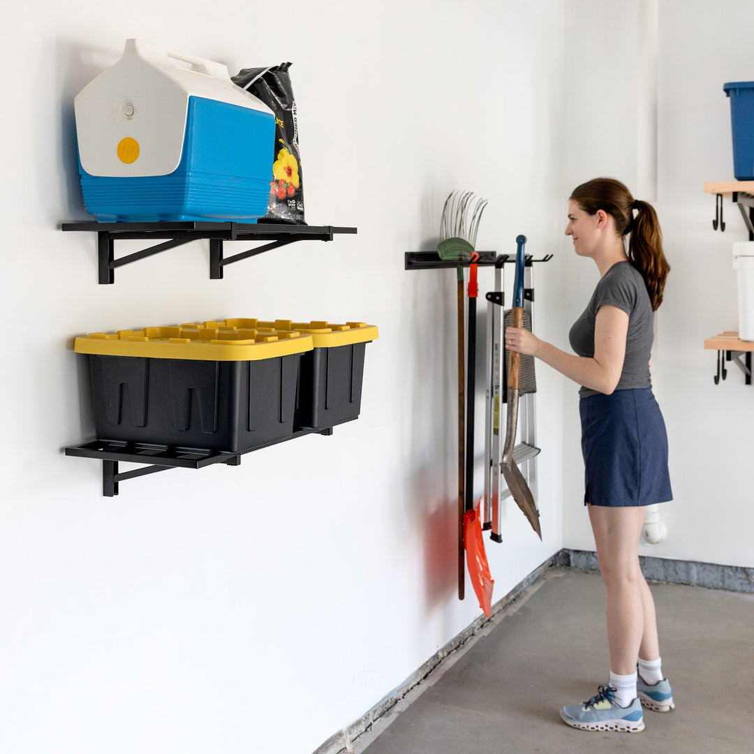 1' x 2' Garage Wall Mount Shelves - 2 Pack | Black