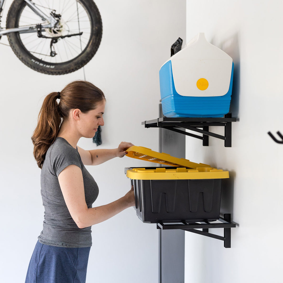 1' x 2' Garage Wall Mount Shelves - 2 Pack | Black