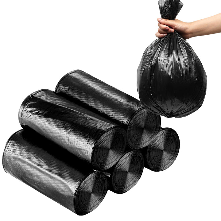 5 Rolls Overall 50 Count Black Garbage Bags Disposable Trash Bags Trash Can Liners Unscented Leak Resistant for Camping Toilet Home Office