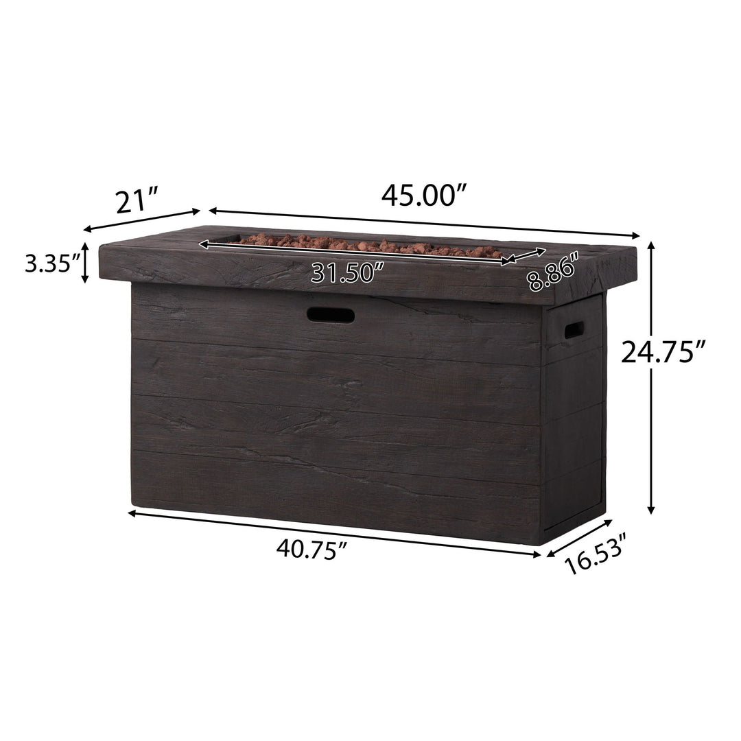 Custer Rectangular Fire Pit 50,000 BTU Magnesium Oxide - Brown