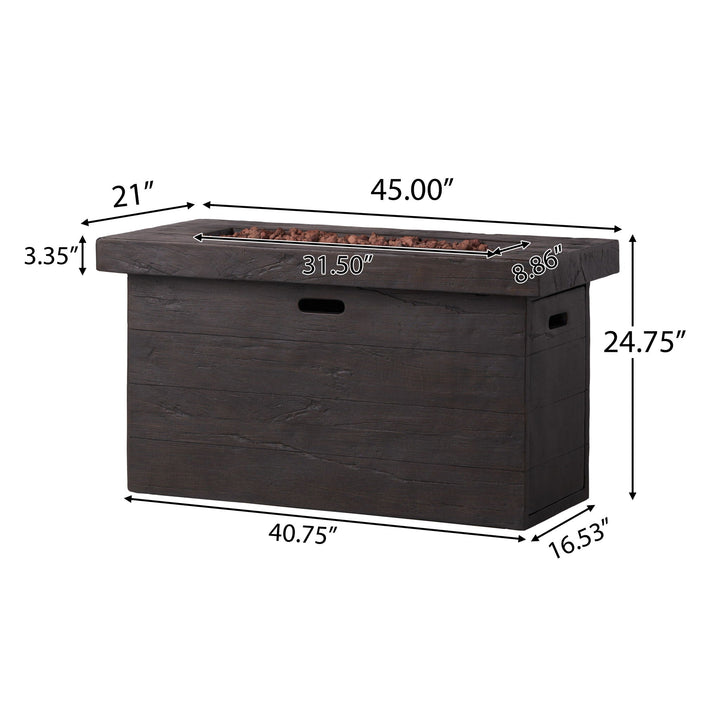 Custer Rectangular Fire Pit 50,000 BTU Magnesium Oxide - Brown