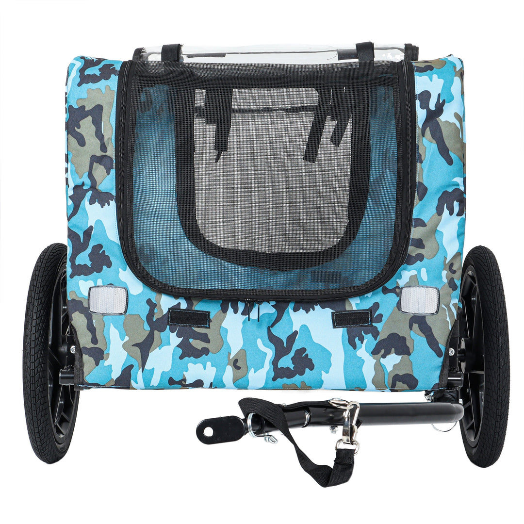 Outdoor Heavy Duty Collapsible Pet Bike Trailer with 16-Inch Wheels