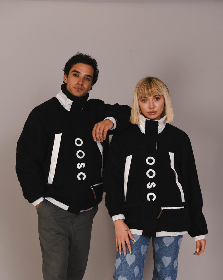 OOSC Clothing Sherpa Fleece Jacket Black / White - Men's