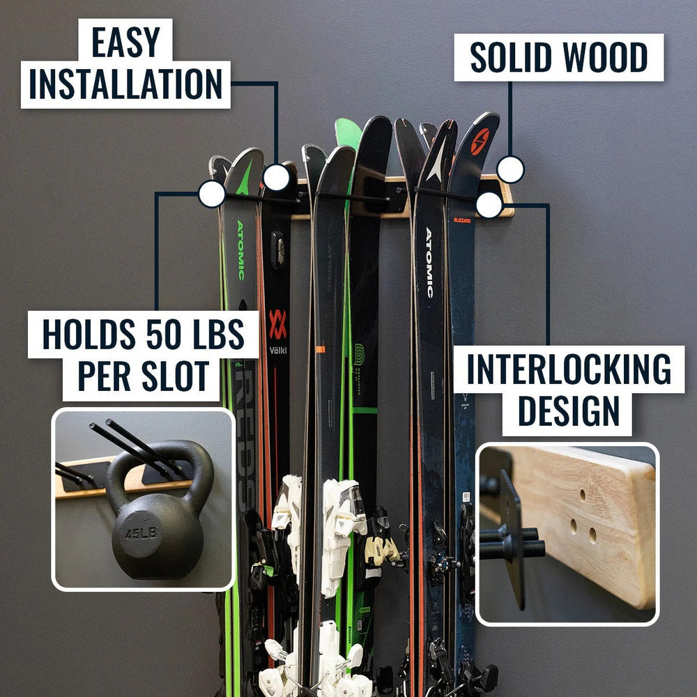 BLAT Wood Ski Storage Rack for 6 Pairs of Skis