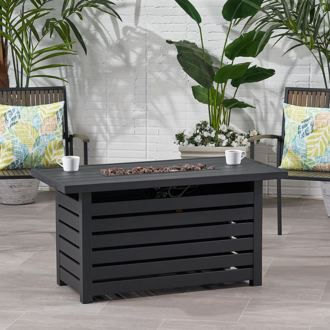 Rectangular Iron Fire Pit - 30,000 BTU - Tank Cover Inside