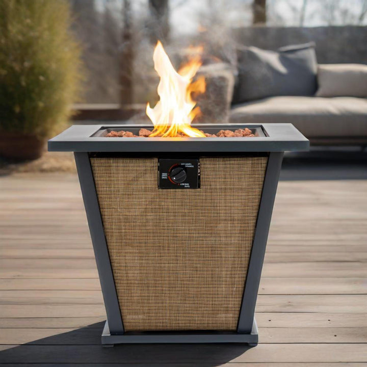 28" Propane Gas Fire Pit Table - 50000 BTU Square Steel Fire Pit
