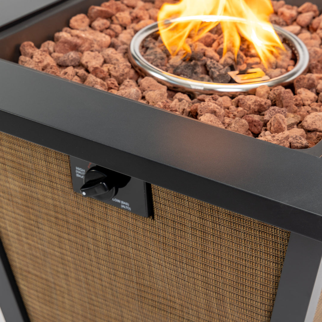 28" Propane Gas Fire Pit Table - 50000 BTU Square Steel Fire Pit