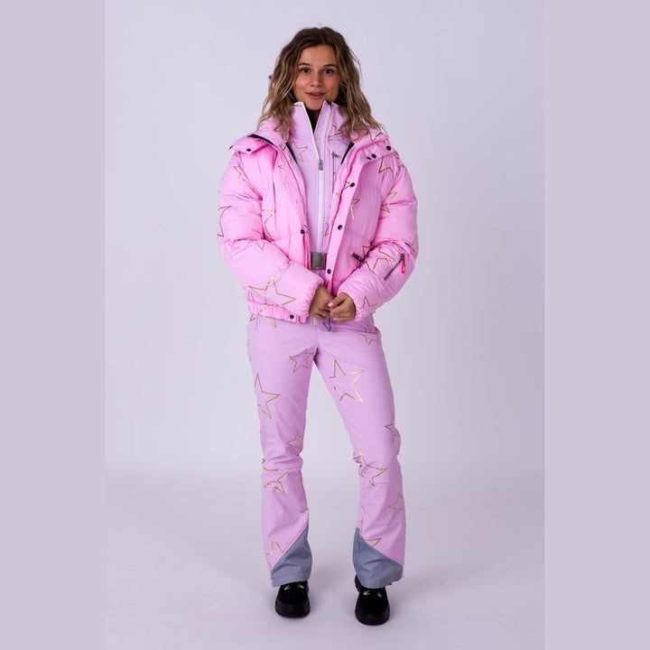 OOSC Clothing Chic Puffer Jacket - Pink with Gold Stars