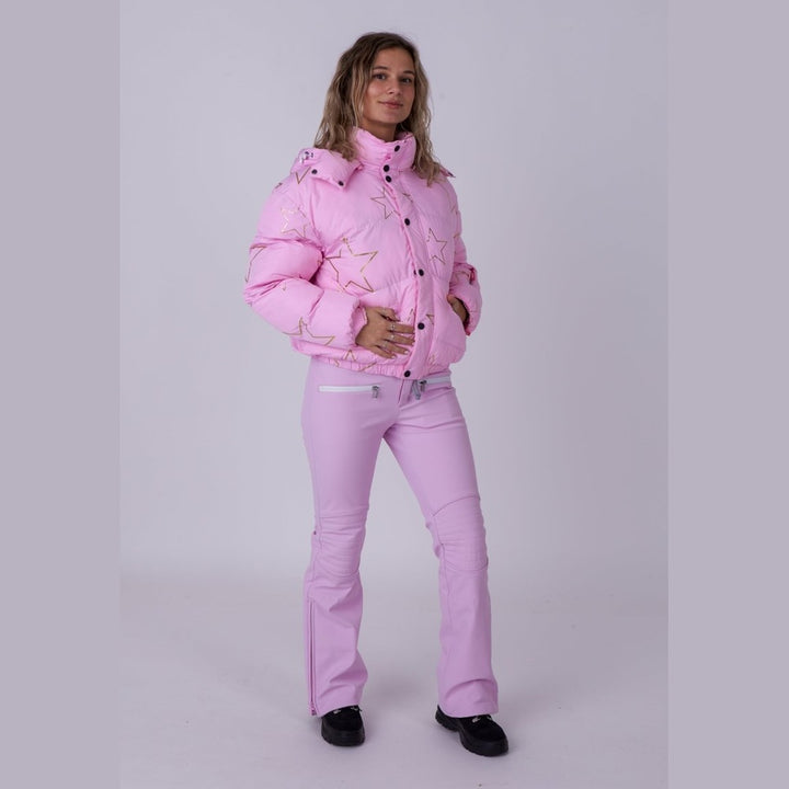 OOSC Clothing Chic Puffer Jacket - Pink with Gold Stars