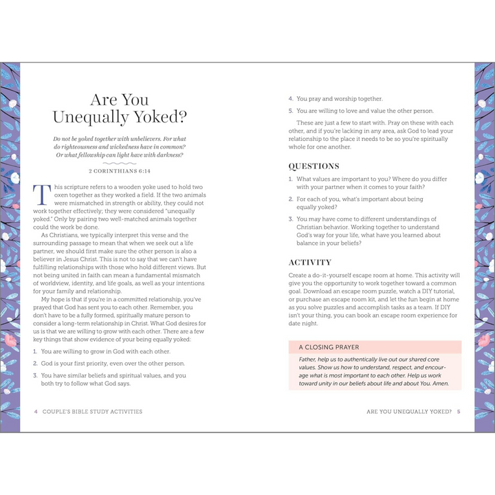 Couple's Bible Study Activities Spiral Bound