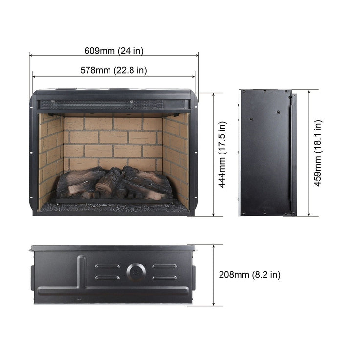 Infrared Quartz Heater Insert - Woodlog Version with Brick