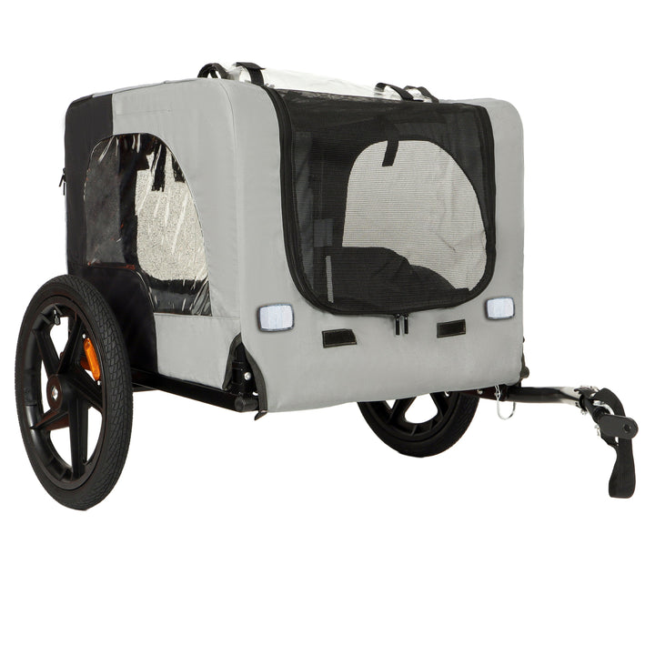 Outdoor Heavy Duty Collapsible Pet Bike Trailer with 16-Inch All-Terrain Wheels