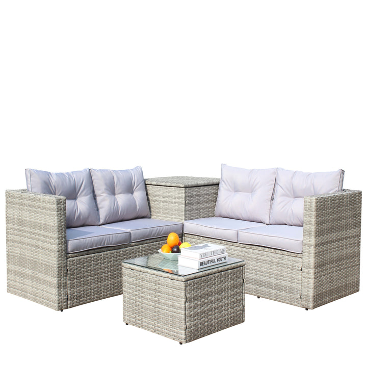 4 Piece Patio Sectional Wicker Rattan Sofa Set