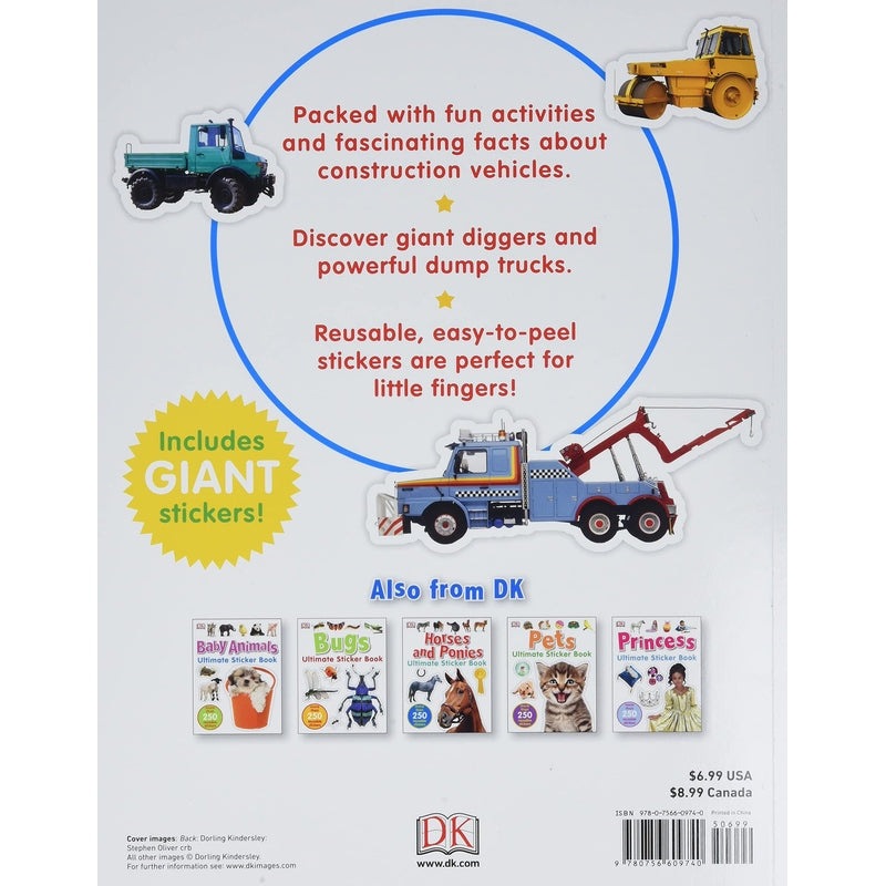 Ultimate Sticker Book: Diggers and Dumpers: More Than 60 Reusable Full-Color Stickers Spiral Bound