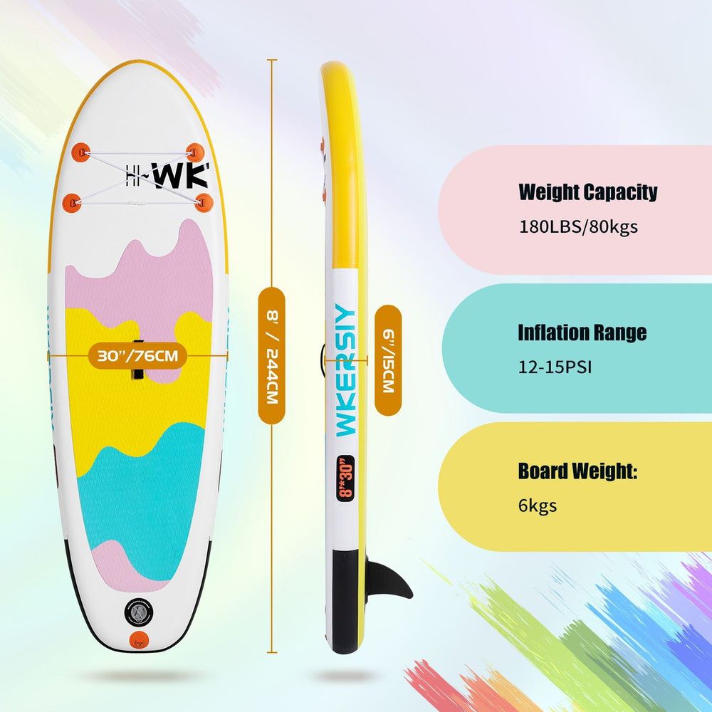 inflatable paddle board 8' Kids Sup including sup paddle, paddleboard backpack, pump, leash