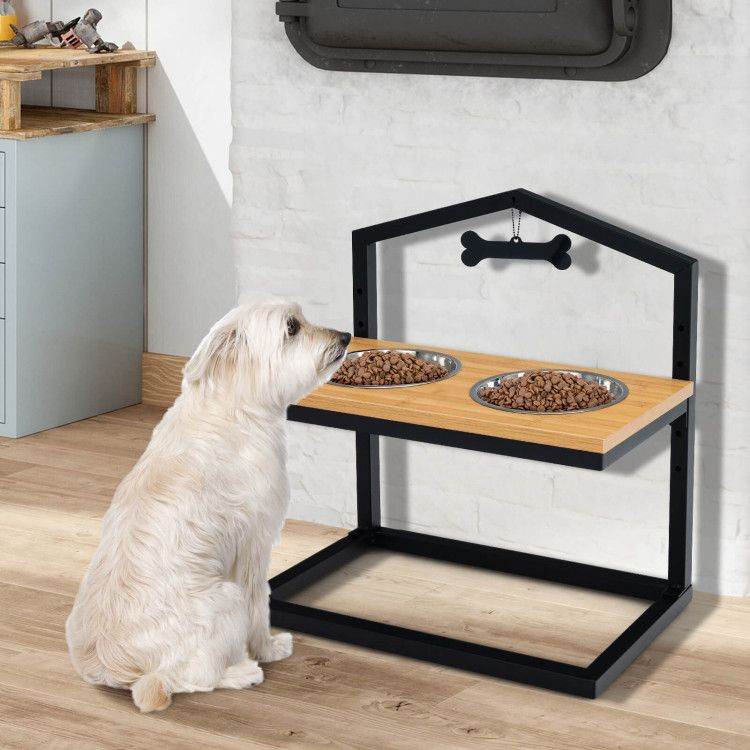 Adjustable Elevated Dog Feeder with 5 Height Settings - Premium Raised Pet Feeding Station with 2 Large Stainless Steel Bowls