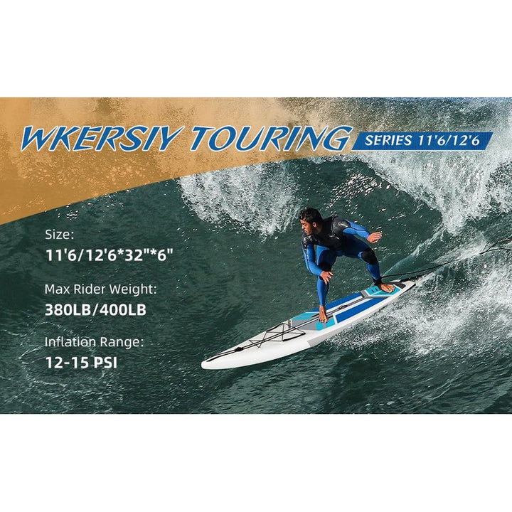 inflatable paddle board 11'6 touring Sup including sup paddle, paddleboard backpack, pump, leash