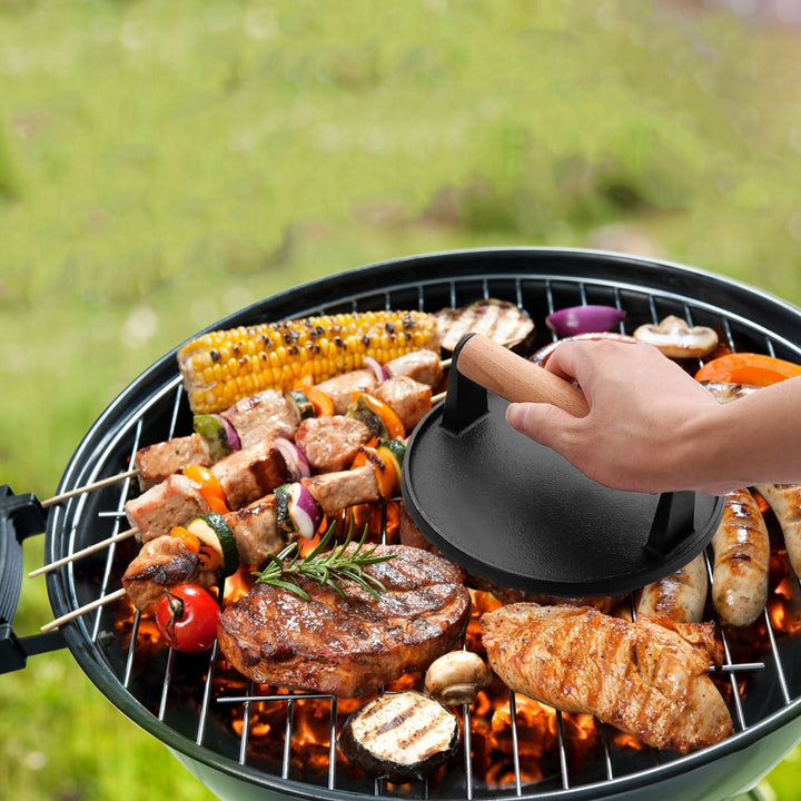 2-Piece Cast Iron Grill Press Set – Round & Rectangular Meat Smasher