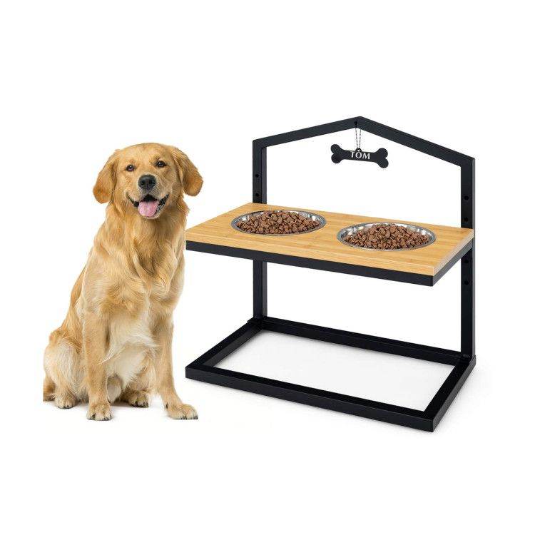 Adjustable Elevated Dog Feeder with 5 Height Settings - Premium Raised Pet Feeding Station with 2 Large Stainless Steel Bowls