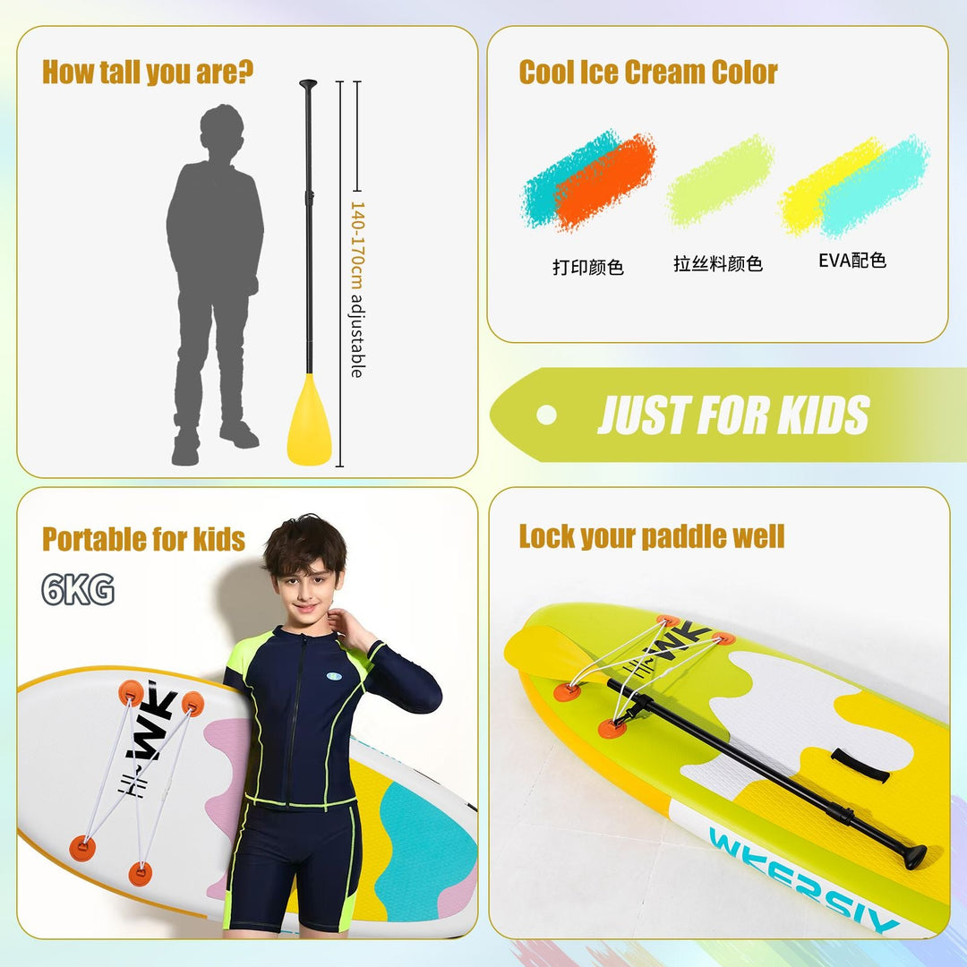 inflatable paddle board 8' Kids Sup including sup paddle, paddleboard backpack, pump, leash