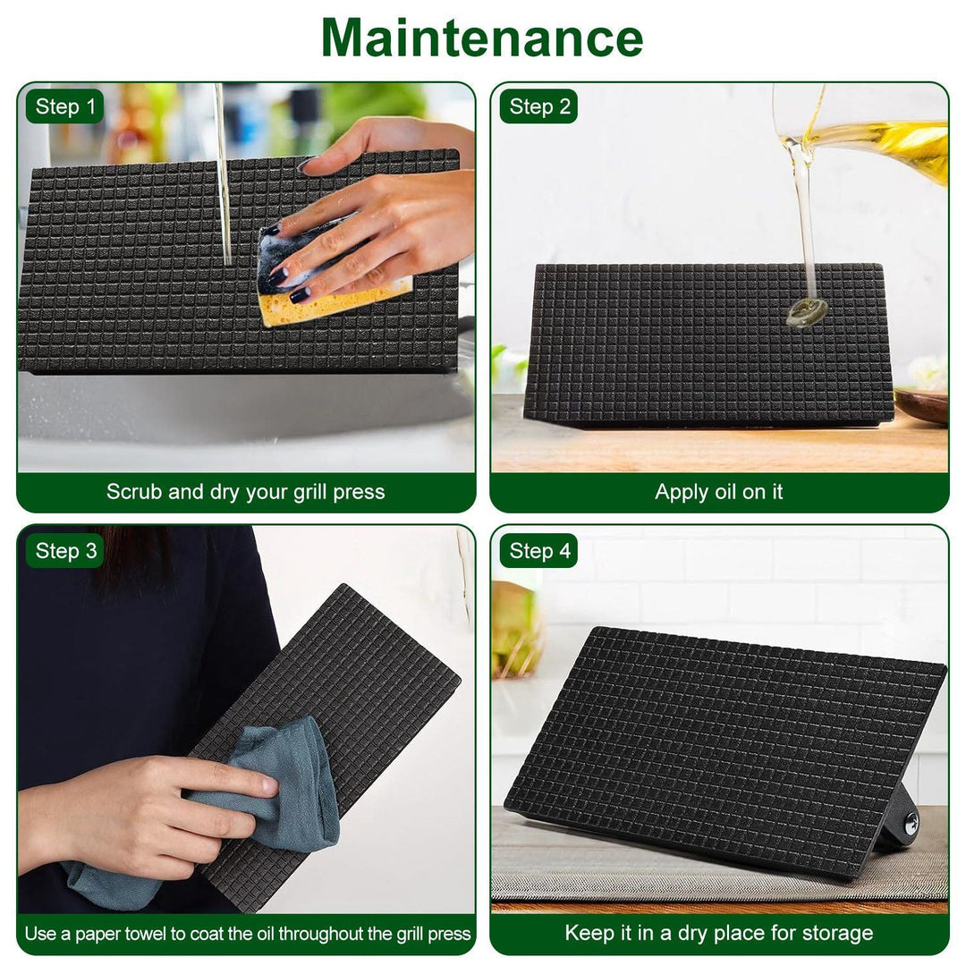 2-Piece Cast Iron Grill Press Set – Round & Rectangular Meat Smasher