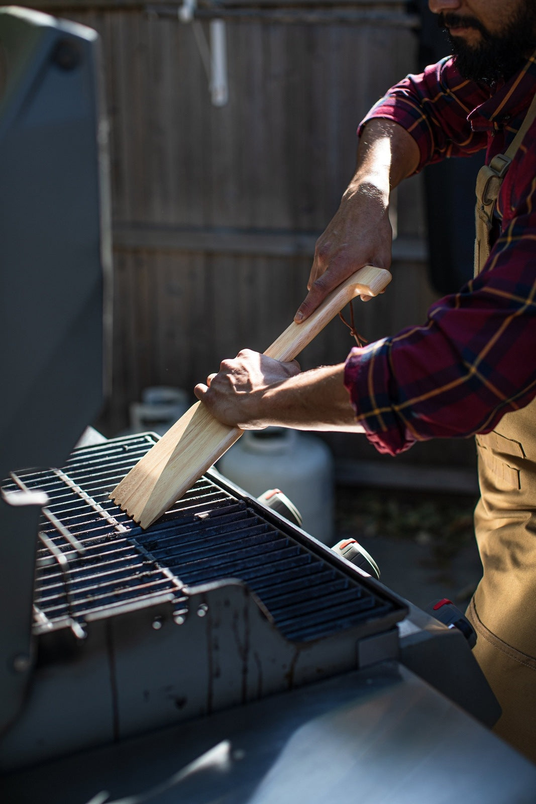 Picnic Time Hardwood BBQ Grill Scraper with Bottle Opener