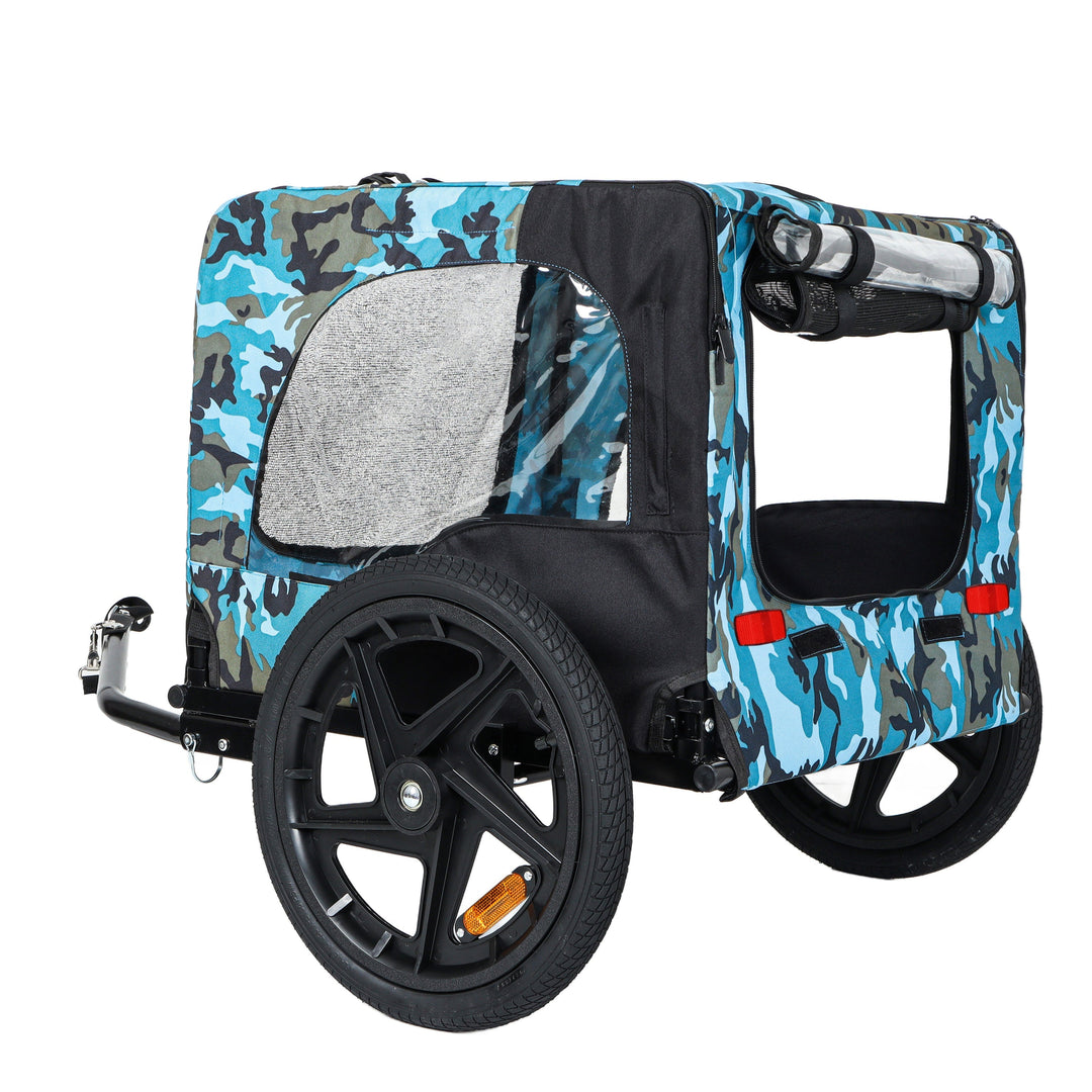 Outdoor Heavy Duty Collapsible Pet Bike Trailer with 16-Inch Wheels
