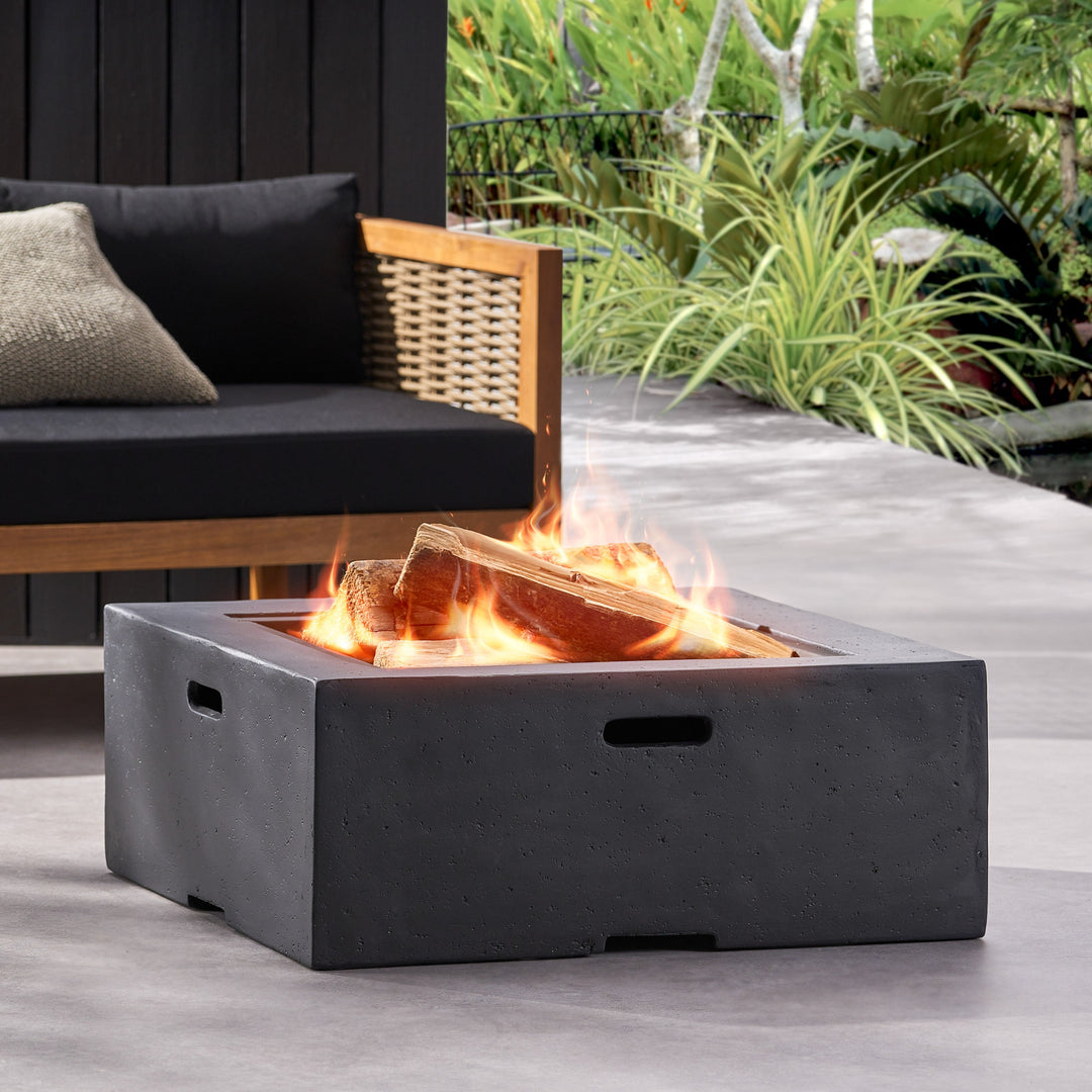 29 Inch Square Wood-Burning Fire Pit for Outdoor Spaces