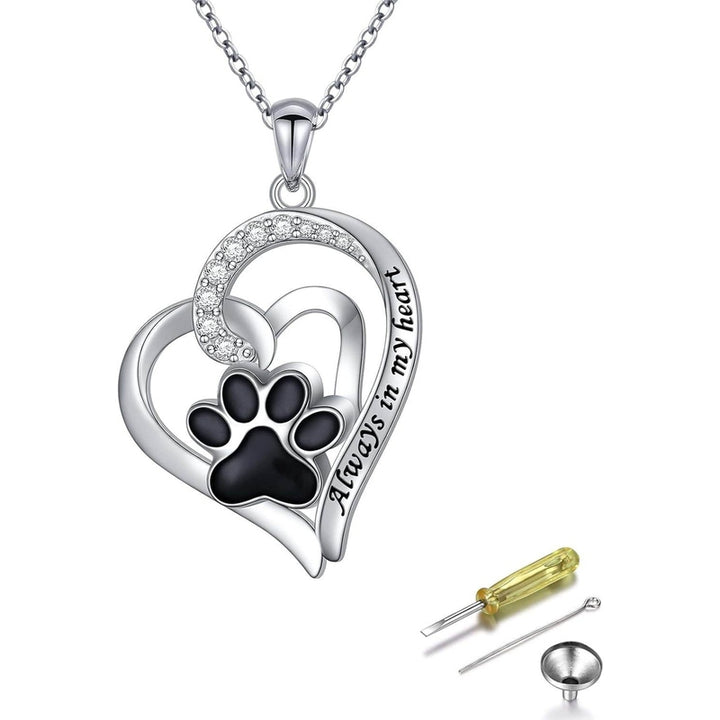 Always in My Heart Paw Print Necklace – Pet Memorial Gift
