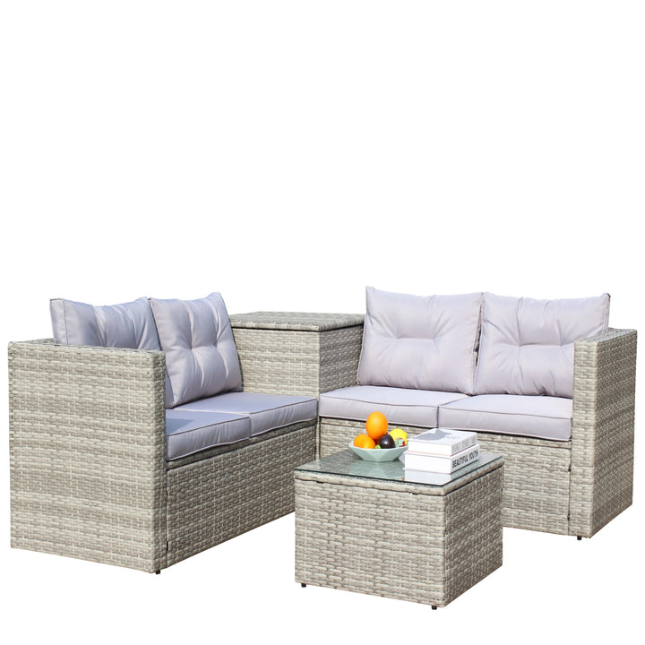 4 Piece Patio Sectional Wicker Rattan Sofa Set