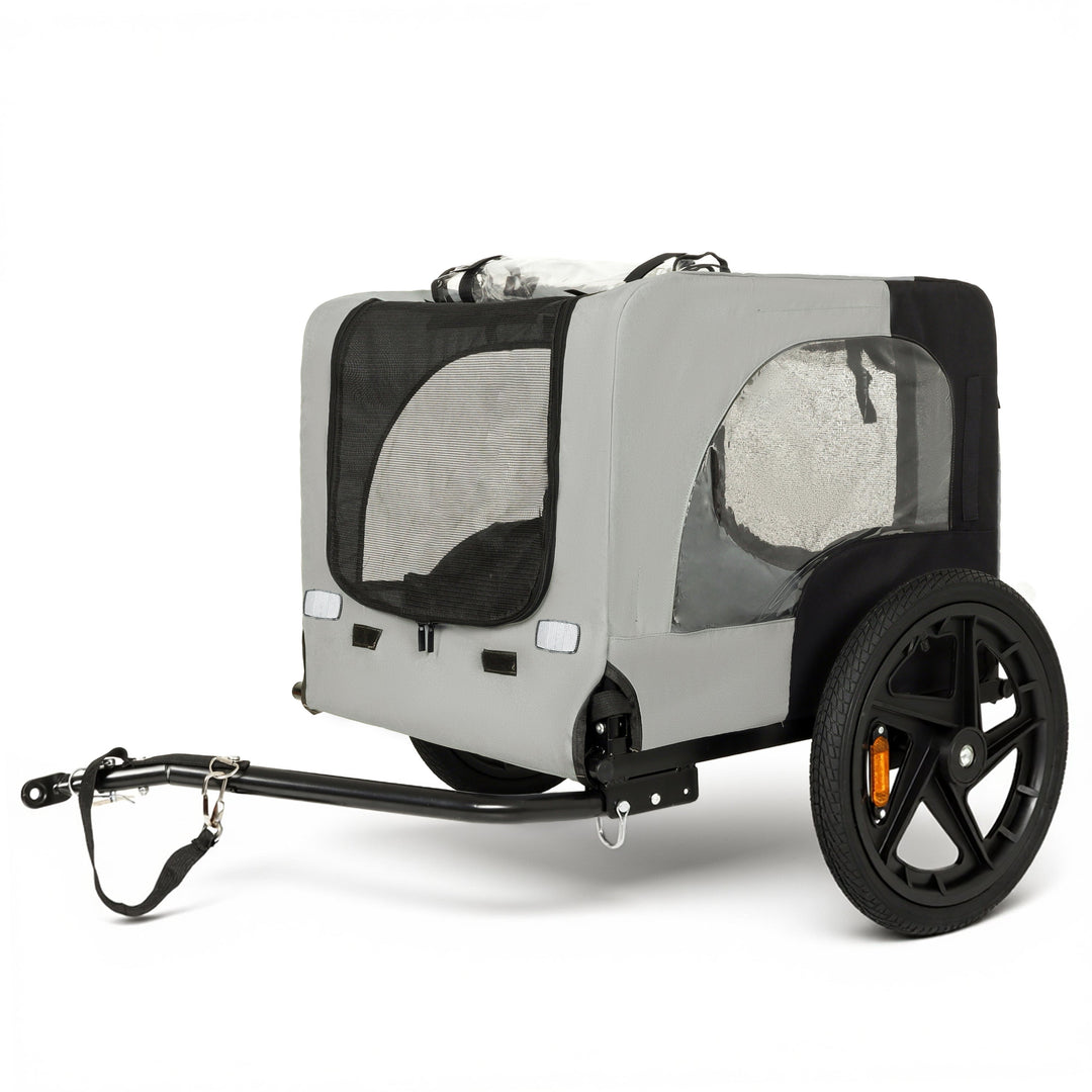 Outdoor Heavy Duty Collapsible Pet Bike Trailer with 16-Inch All-Terrain Wheels