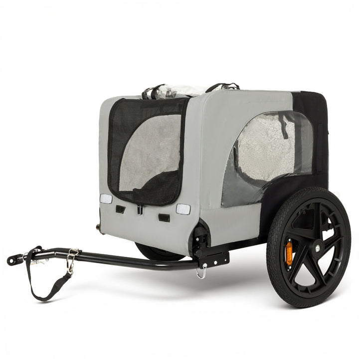 Outdoor Heavy Duty Collapsible Pet Bike Trailer with 16-Inch All-Terrain Wheels