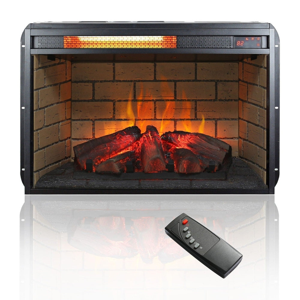 Infrared Quartz Heater Insert - Woodlog Version with Brick