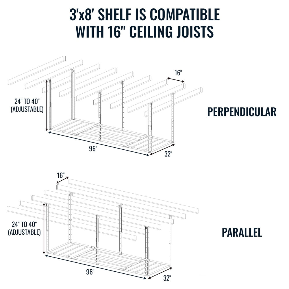 Overhead Garage Shelving 700 lbs | Faber Easy Installation