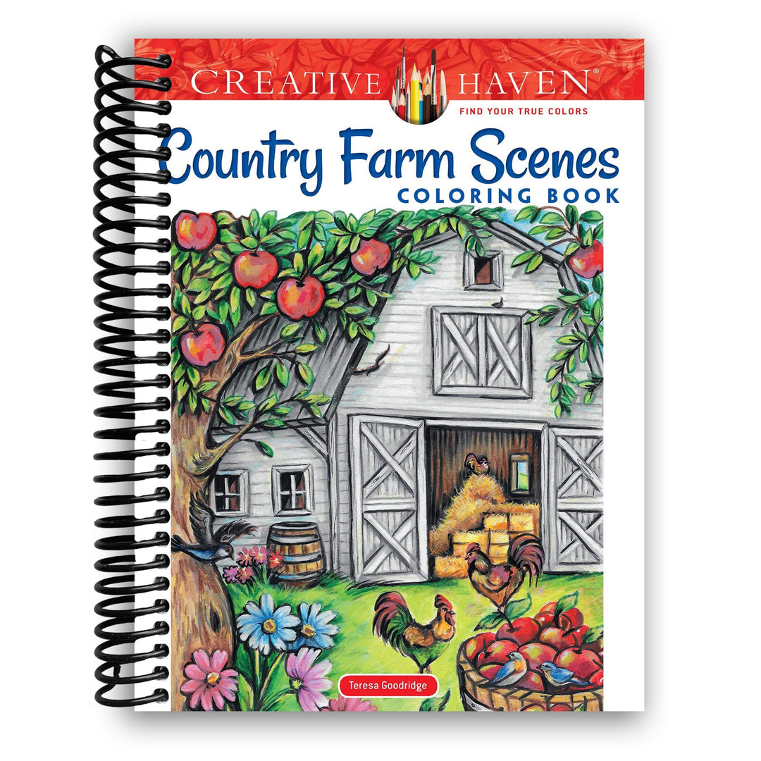 Creative Haven Country Farm Scenes Coloring Book: Relax & Find Your True Colors Spiral Bound
