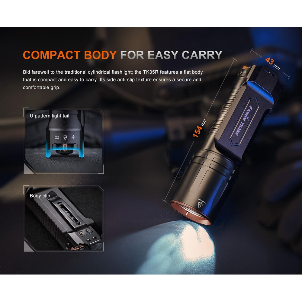 Fenix TK35R Rechargeable High-Performance Tactical Flashlight with UV Output