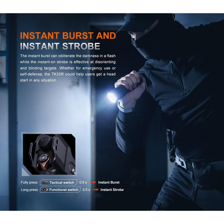 Fenix TK35R Rechargeable High-Performance Tactical Flashlight with UV Output