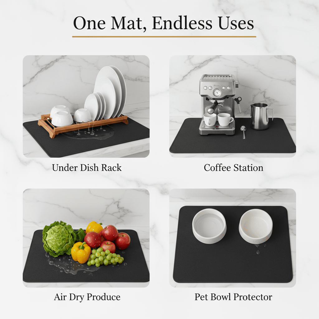 Absorbent Non-Slip Dish Drying Mat | Strabella Kitchen