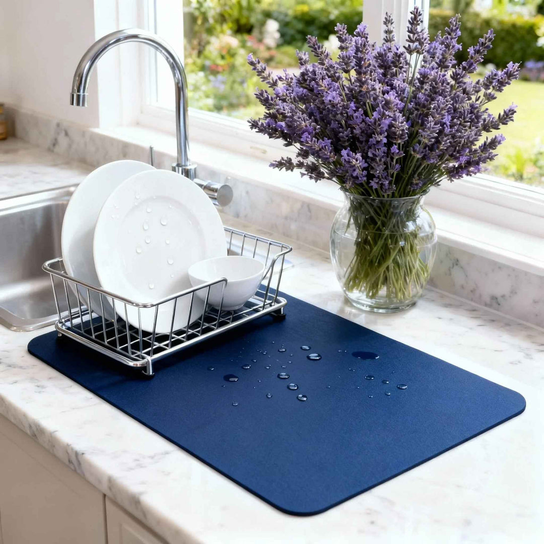 Strabella Navy Dish Drying Mat - Absorbent & Quick Dry