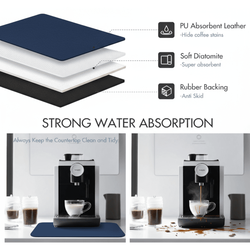 Strabella Navy Dish Drying Mat - Absorbent & Quick Dry