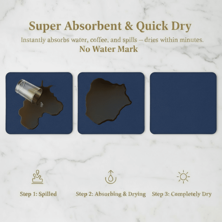 Strabella Navy Dish Drying Mat - Absorbent & Quick Dry