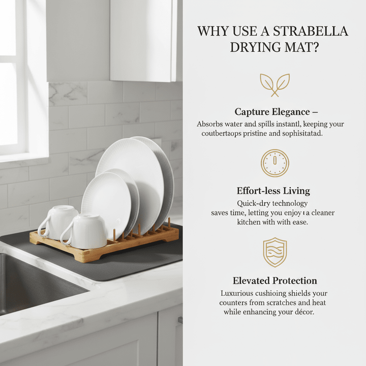 Absorbent Kitchen Dish Drying Mat by Strabella