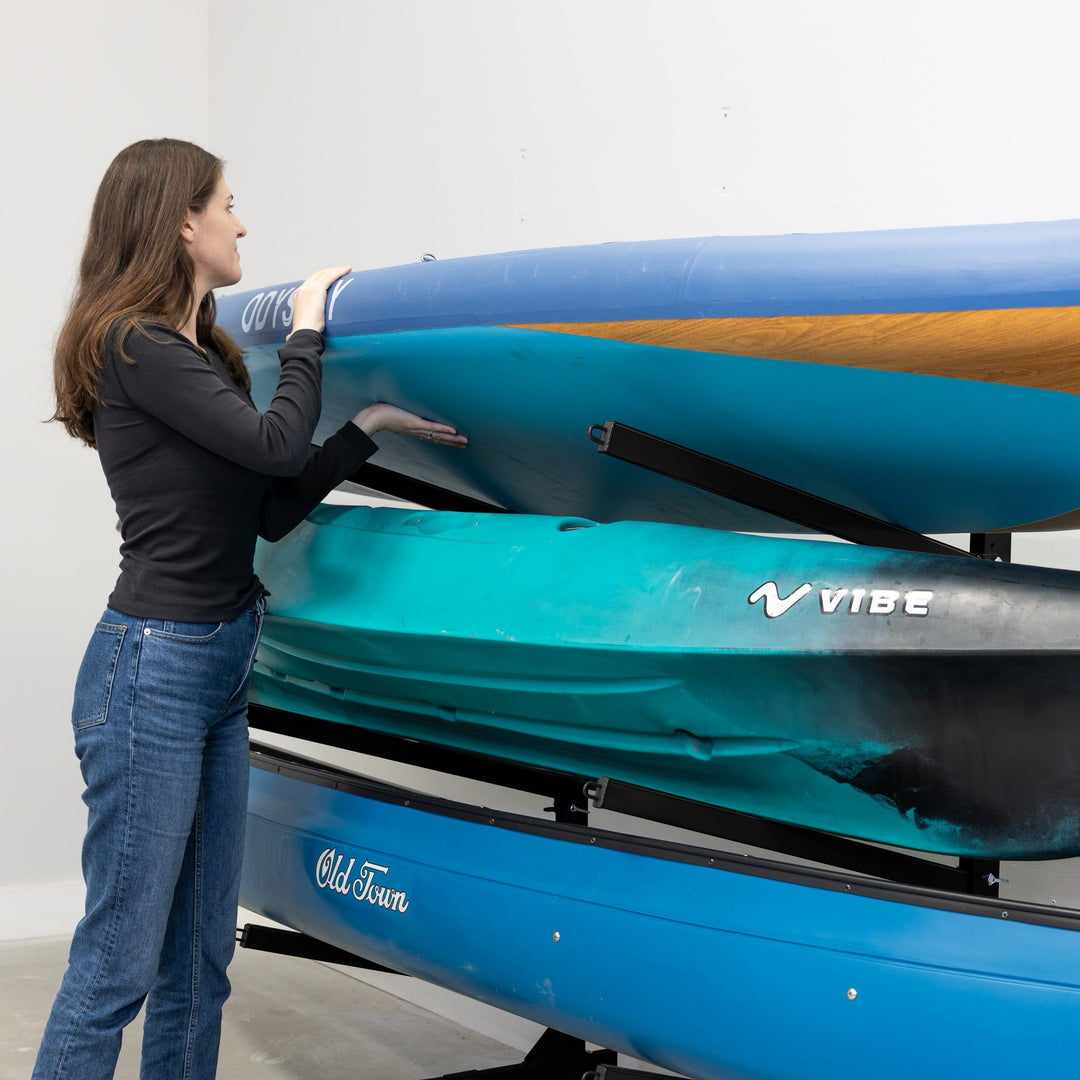 Wheeled Kayak Storage Rack with 3 Levels and Wheels