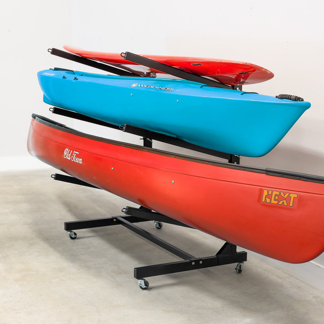 Wheeled Kayak Storage Rack with 3 Levels and Wheels