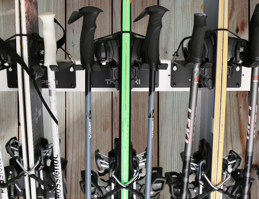 TRAPAWAY Wall Rack | Garage Organizer for Yard Tools, Gear & Equipment | Holds Skis or Snowboard by Bindings | Aluminum | No Moving Parts to break or pinch points