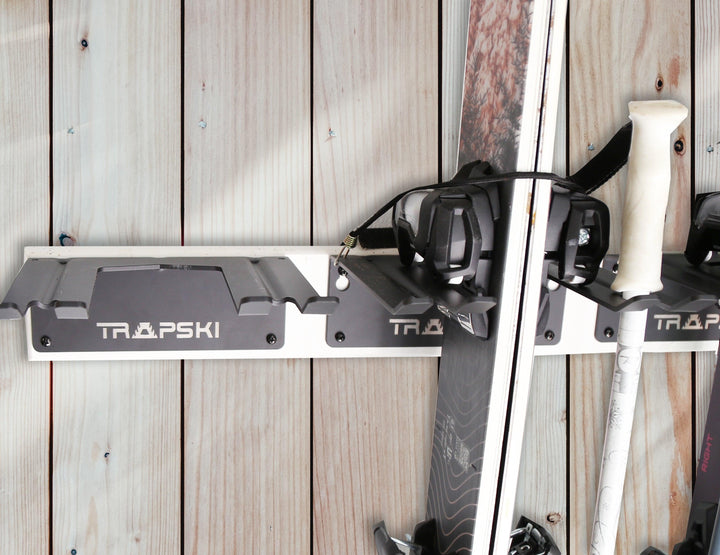 TRAPAWAY Wall Rack | Garage Organizer for Yard Tools, Gear & Equipment | Holds Skis or Snowboard by Bindings | Aluminum | No Moving Parts to break or pinch points