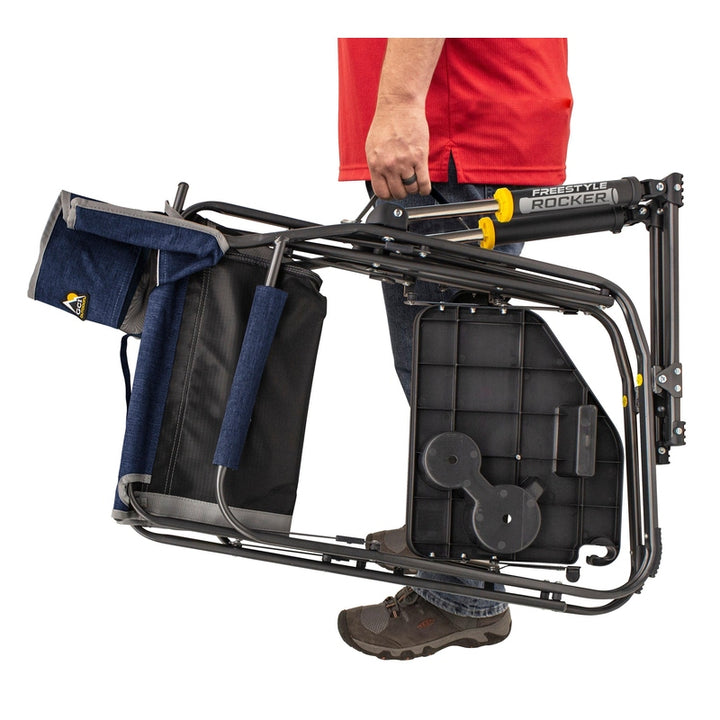 GCI Outdoor Freestyle Rocker Portable Folding Rocking Chair, Outdoor Camping Chair with Side Table